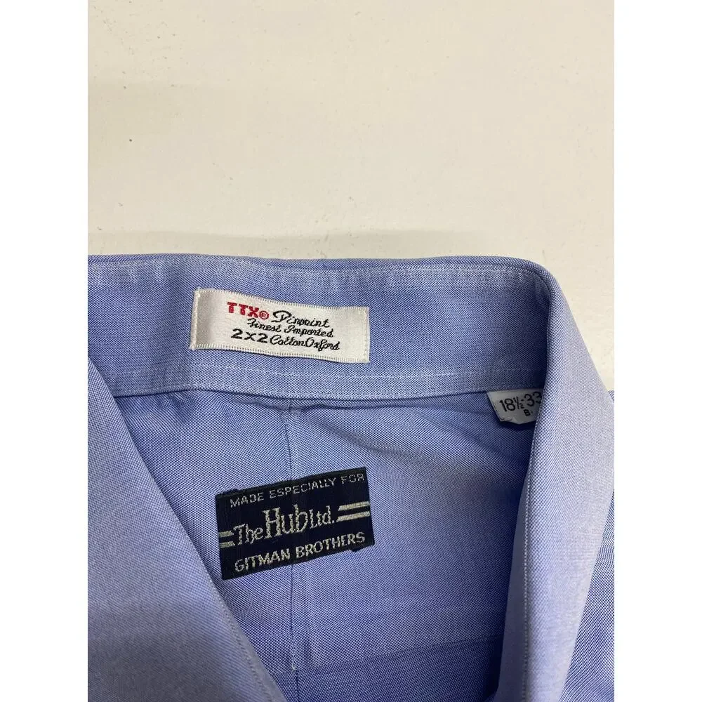 VTG Gitman Brothers USA TTX Pinpoint pocket button up dress shirt 18.5-33